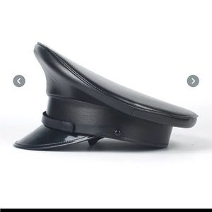Faux leather military cap